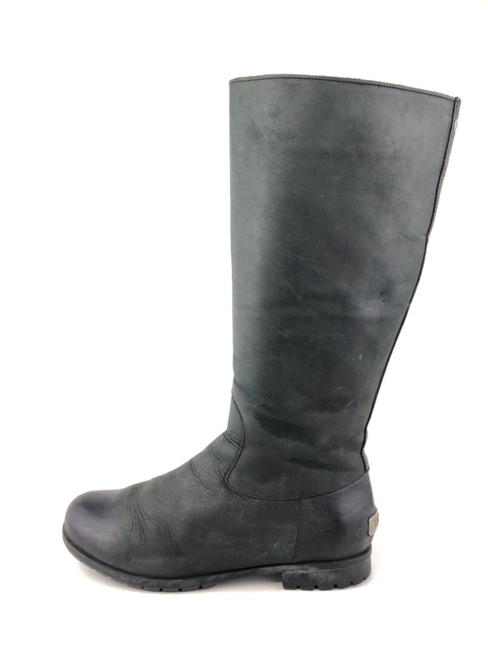 UGG Broome Tall Black Leather Winter Boots 9